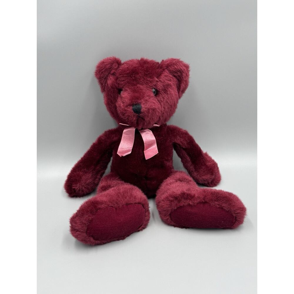 Vintage Russ Berrie Rhapsody Burgundy Teddy Bear Plush 16” Stuffed Animal